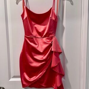 Elegant Coral Satin Dress